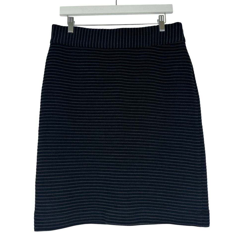 Lesley Evers Skirt Women Large Black Stripe Ponte A-Line Classic Timeless Freya